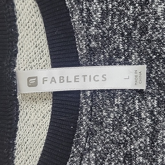 Fabletics Black White Marled Overlap Trim Sweatershirt - Picture 5 of 9